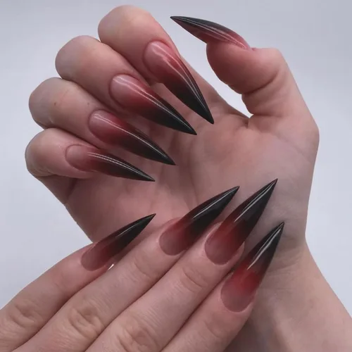 Miniatura 11 de Uñas postizas a presión para Halloween, con forma de hueso gótico, de terror, de cobertura completa, color blanco y negro, acrílico, para fiestas