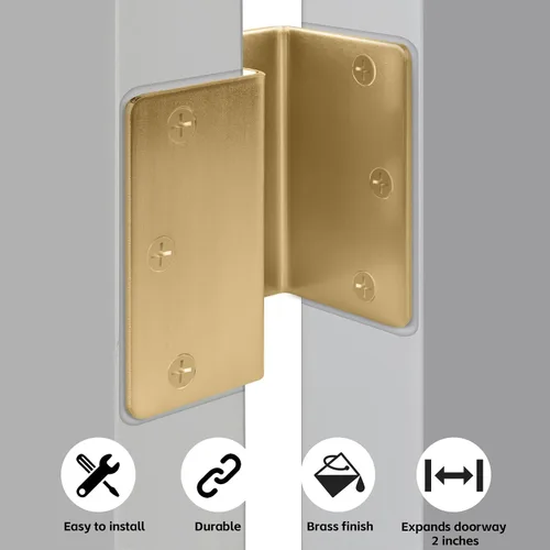 Miniatura 6 de Haidms Paquete de 3 Bisagras Descentradas Doradas de 3.5 Pulgadas Bisagras de Puerta Expandibles Resistentes con Esquina de Radio de 1/4 Pulgada