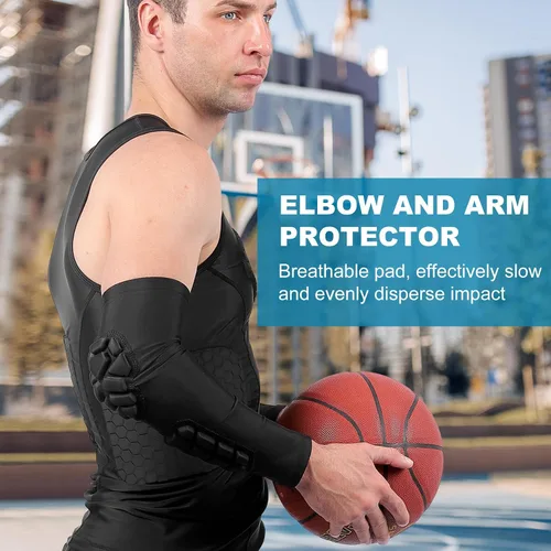 Miniatura 4 de Mangas de brazo acolchadas con protección a prueba de golpes para el codo y antebrazo, para fútbol, baloncesto, voleibol y fútbol, pack de 2