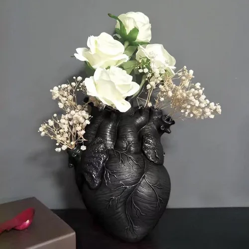 Jarrón Florero Jarrones en Forma de Corazón Decoración Resina Maciza Florero Moderno Estilo Artístico Nórdico Único Decorativo para Hogar Regalo de