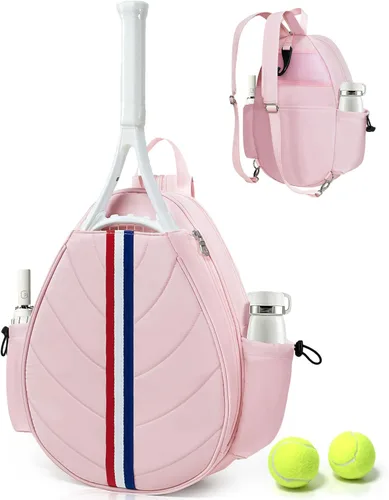 Miniatura 12 de Bolsa de tenis, mochila de tenis resistente al agua para mujeres y hombres, diseño de bandolera acolchada para tenis, pickleball, raquetas de Azul