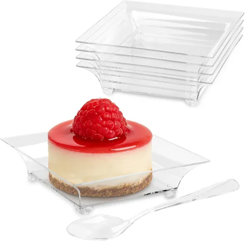 Miniatura 8 de Paquete de 20 cuencos de plástico en ángulo de 6 onzas, cuencos pequeños para dulces, cuencos desechables para postres, aperitivos, frutas, helados