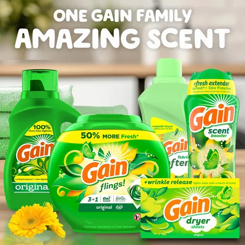 Miniatura 7 de Gain Suavizante líquido para ropa, aroma original, 35 fl oz líq., 48 lavados, Toque suave - suavidad que puedes sentir