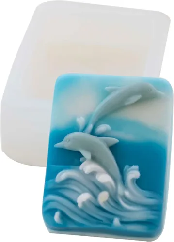 Molde de jabón de silicona con relieve de delfín hecho a mano para decoración de jabón, moldes de velas de yeso para manualidades, fondant, tartas