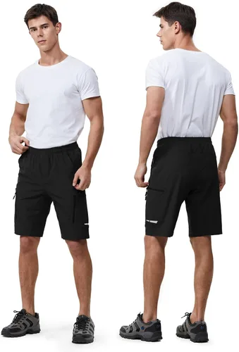 Miniatura 2 de Ally Pantalones cortos de ciclismo de montaña para hombre, acolchados en 4D, ligeros, holgados, con bolsillos con cremallera, para ciclismo
