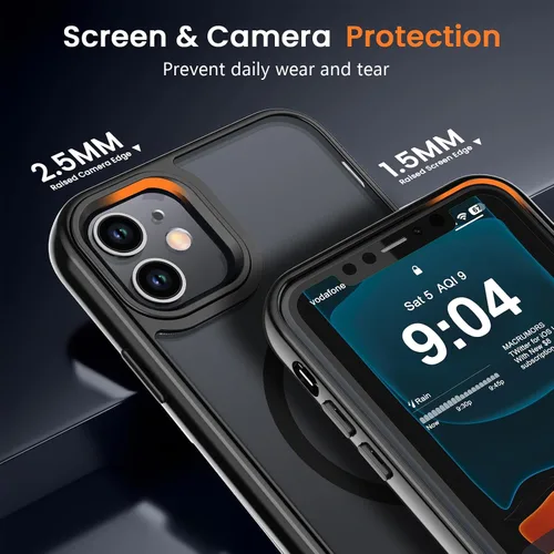 Miniatura 4 de Funda para iPhone 11 con protector de pantalla, compatible con MagSafe, ultra delgada, translúcida, mate, a prueba de golpes, color negro