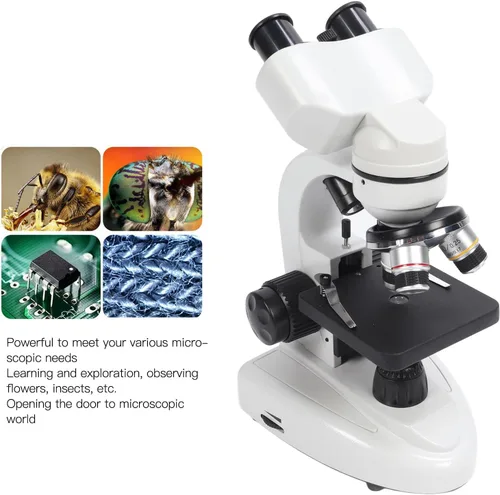 Miniatura 4 de Microscopio binocular compuesto 40X-5000X Aumento Rotación de 360 ° Sistema de iluminación ajustable Microscopios profesionales para pruebas