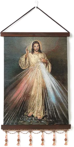 Miniatura 10 de HZMAN Holy Family Jesús María José Pintura Retro Hecho a Mano Tejido Arte de Pared Decoración Estética Imagen para Sala de estar Dormitorio Marco