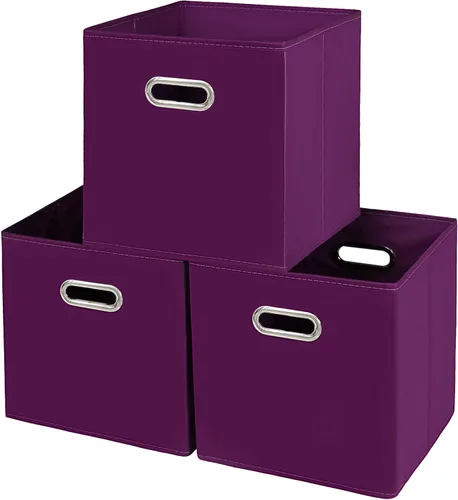 Miniatura 14 de Contenedores de almacenamiento de tela, organizadores de tela con asa, cubos plegables para almacenamiento de tela o accesorios, 11 x 11 x 11 Naranja