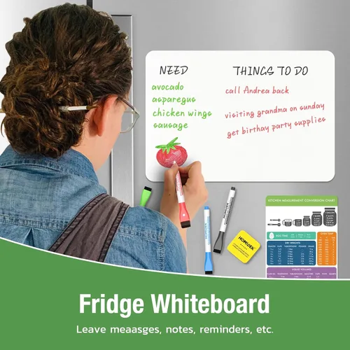 Miniatura 2 de HOMiDEK Pizarra magnética de borrado en seco: pizarra blanca pequeña para nevera, pizarra blanca flexible para refrigerador, hoja de notas