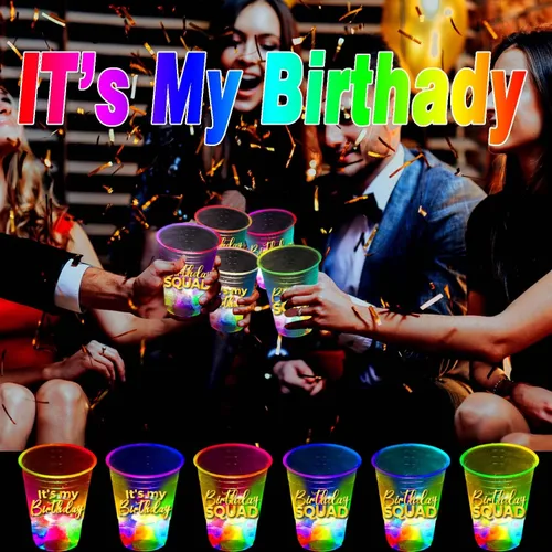 Miniatura 6 de mishunyus Paquete de 24 tazas de cumpleaños brillantes de 16 onzas – Vasos de fiesta reutilizables iluminados para cumpleaños de adultos 21, 30, 40