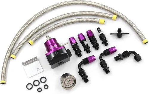 Kit de regulador de presión de combustible EFI universal ajustable con manómetro de presión de combustible de 0-160 psi y kit de conectores de