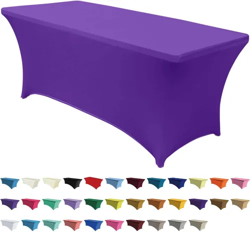 Miniatura 13 de ABCCANOPY - Funda de mesa de elastano elástica de 8 pies, mantel ajustado y resistente a las arrugas, reutilizable para mesas plegables Negro