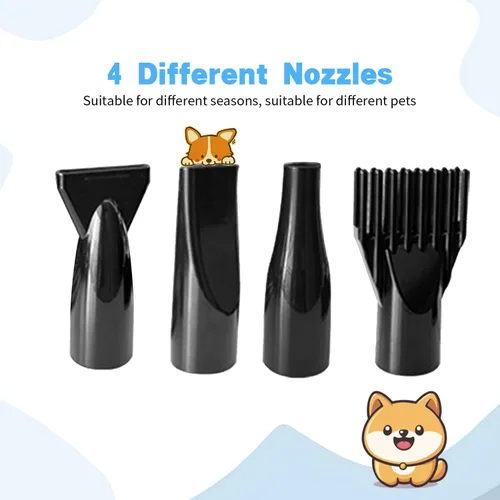 Miniatura 4 de Secador de pelo para perros Xapigo, secador de alta velocidad profesional para el aseo de perros, temperatura y velocidad ajustables con 4 boquillas
