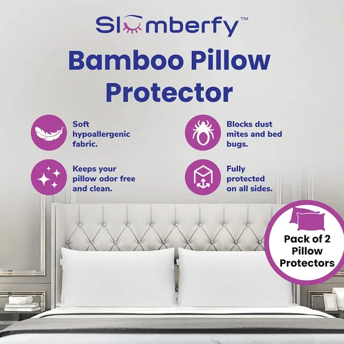 Miniatura 2 de Slumberfy - Protector de almohada de bambú impermeable de tamaño estándar, fundas de almohada premium con protección contra alergias, funda