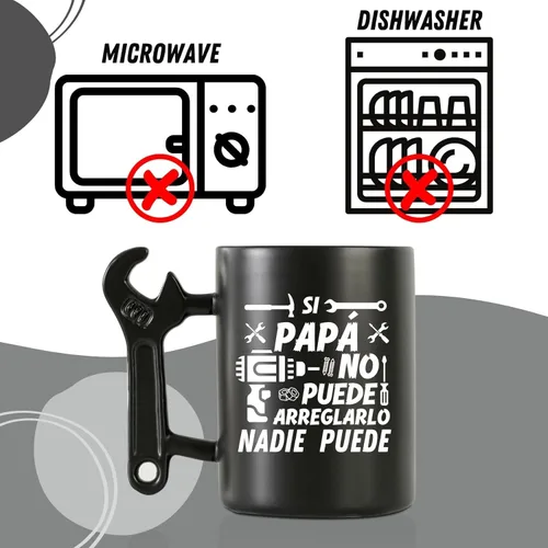 Miniatura 5 de Onebttl Regalos para papá taza de café con mango de llave inglesa, regalos para papá de hija e hijo, taza de cerámica divertida de 13.5 onzas