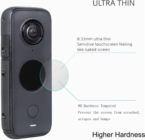 Miniatura 5 de Protector de lente compatible con Insta360 One x2, con protector de pantalla de vidrio templado, película transparente oleofóbica antihuellas