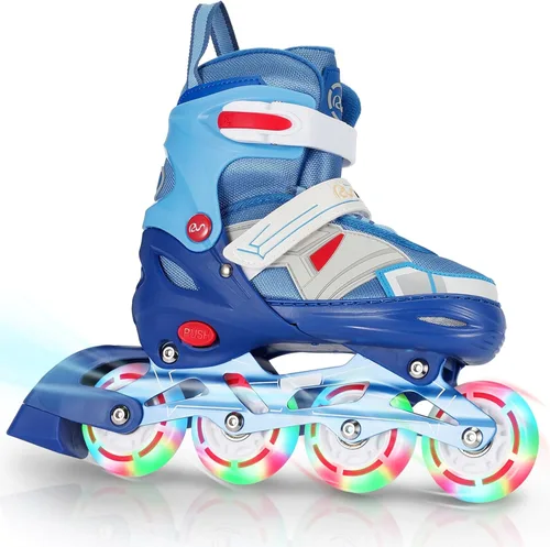 Patines en línea ajustables para niños y niñas con ruedas de luz completa, patines para niños de 6 a 12 años, niños pequeños de 3 a 5 años, jóvenes,