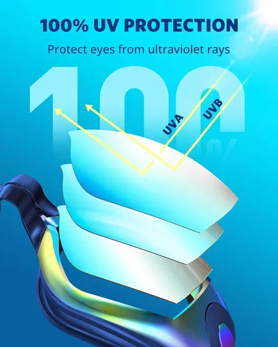 Miniatura 3 de Aegend - Gafas de natación, paquete de 2 gafas de natación sin filtraciones, para adultos, hombres, mujeres y jóvenes Aqua con correa azul y plata