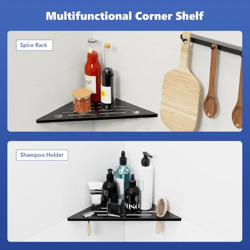 Miniatura 6 de lives Estante de ducha esquinero con diseño de ranura de 10 pulgadas, estantes de ducha empotrados para pared de azulejos, estantes esquineros
