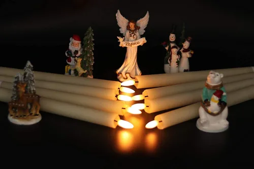 Miniatura 5 de GenSwin Velas cónicas sin llama parpadeantes con 2 controles remotos y temporizador, funciona con pilas, luz LED cálida 3D para ventana, paquete
