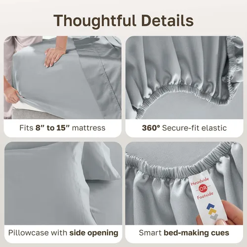 Miniatura 6 de California Design Den Juego de sábanas de lujo Twin XL - 100% algodón, 600 hilos, sábanas Twin XL de bolsillo profundo, ropa de cama suave de 09