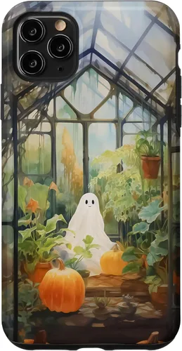 iPhone 11 Pro Max lindo fantasma en invernadero | Funda espeluznante Cottagecore Halloween