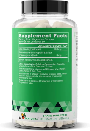 Miniatura 8 de Suplemento DIM puro de 200 mg – fatiga energética y alivio del estrés, equilibrio de estrógenos, menopausia y sofocos, apoyo hormonal para mujeres
