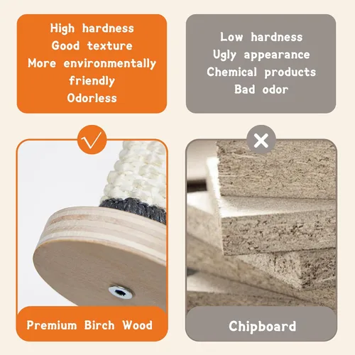 Miniatura 3 de Cama rascador para gatos de interior – Poste rascador de sisal natural extra grande de 25 pulgadas con hamaca resistente marco de madera maciza