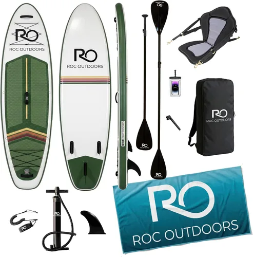Miniatura 32 de Roc Tabla de remo inflable con accesorios y mochila de alta calidad, cubierta antideslizante, bolsa impermeable, correa, remo y bomba de mano.