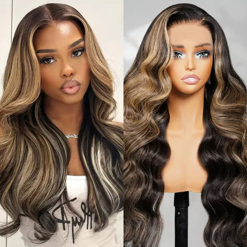 Miniatura 14 de Arabella 5x6 Pelucas listas para usar sin pegamento de cabello humano 1B/27 con encaje frontal resaltado, pelucas de cabello humano con densidad