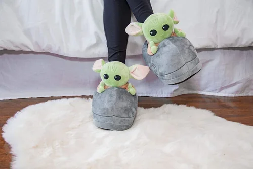 Miniatura 5 de Robe Factory LLC Star Wars The Mandalorian The Child Grogu - Pantuflas 3D Zapatos de casa de felpa suave con temática de Yoda bebé con suela