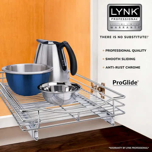 Miniatura 2 de Lynk Professional® - Cajón organizador desplegable/deslizante de 14 pulgadas de ancho x 18 pulgadas de profundidad, para gabinetes de cocina, Cromo