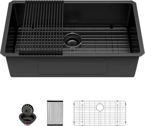 Miniatura 30 de Sarlai - Fregadero de cocina, de 30 x 18 pulgadas, empotrado, simple, de acero inoxidable calibre 16