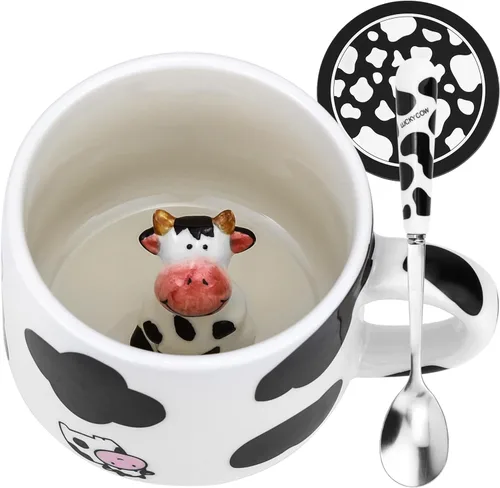 Miniatura 9 de Arawat Bonita taza de café de alpaca con interior de alpacas divertido estampado de alpaca, tazas de café de 11.8 fl oz con cuchara, tazas de té