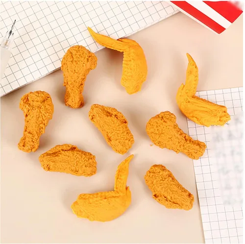 Gomas de borrar de comida, paquete de 27 unidades, gomas de borrar de pollo frito, mascotas de escritorio para niños, lindos y divertidos