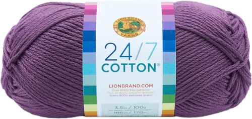 Miniatura 83 de Lion Brand Yarn, Hilo ligero mercerizado de algodón 24/7 para tejer, ganchillo y manualidades, Almirante, 1 paquete, 185 yardas de fibra natural