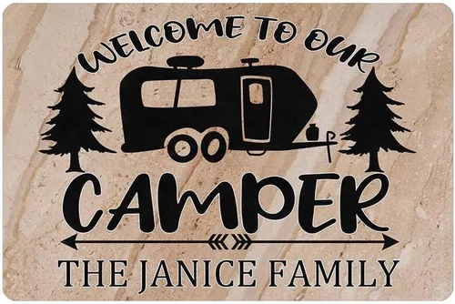 Miniatura 9 de Alfombras de camping con nombre personalizado, bienvenido a nuestra caravana, alfombrillas para exteriores, antideslizantes, coloridas, alfombra