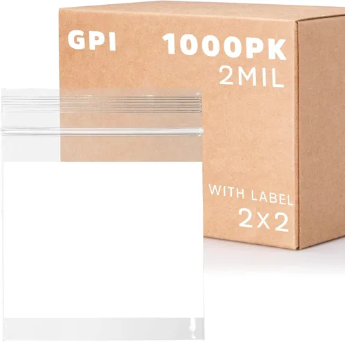 Miniatura 24 de GPI - Mini bolsas con cremallera de 1 x 1 pulgada, paquete de 1000 bolsas de plástico transparente con cierre con cremallera con bloque blanco