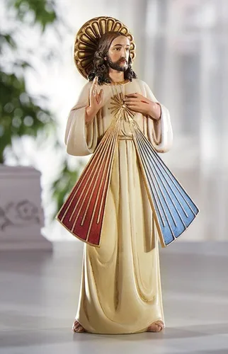 Miniatura 2 de Avalon Gallery Figuras inspiradas en Hummel pintadas a mano, figura católica tallada, 8 pulgadas, Divine Mercy Divina Misericordia