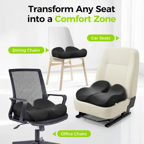 Miniatura 9 de AUVON Cojín de asiento de gel para sillas de oficina, cojines ergonómicos de espuma viscoelástica para apoyo de larga duración y ciática, espalda