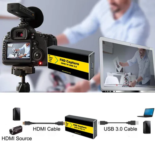 Miniatura 6 de Tarjeta de captura de video 4K 30FPS 1080P 60FPS a USB 3.0 con cable HDMI 4K HDMI a USB 3.0 para compatible con Windows, Linux, macOS, transmisión