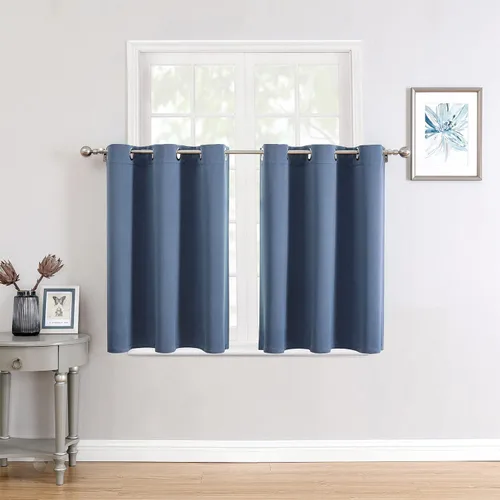 Miniatura 140 de ChrisDowa - Cortinas de cenefa pequeñas para cocina, cortinas cortas con ojales y aislamiento térmico para oscurecer la sala y habitación