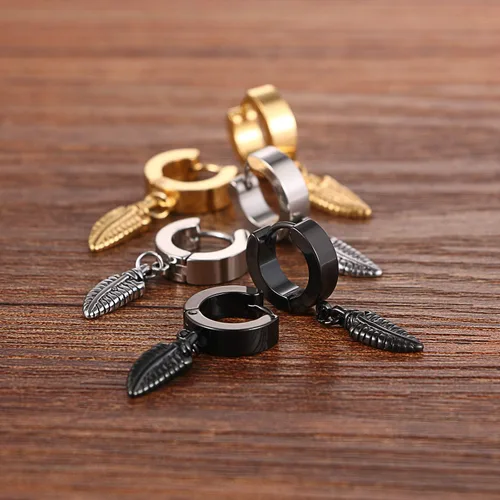 Miniatura 5 de Cupimatch Aretes con cruz de acero inoxidable, 3-6 pares, para hombre
