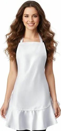 Miniatura 16 de Geyoga Delantales para mujeres con bolsillos Cocina Cocinando Camarera Sirvienta Delantal Falda Vintage Lindo Volantes Vestido Disfraz, Blanco