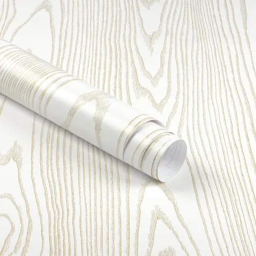 Miniatura 10 de Jeweluck Papel tapiz de madera Shiplap para despegar y pegar, papel de contacto de espiga de 17.7 x 118.1 pulgadas, papel tapiz de madera rústica