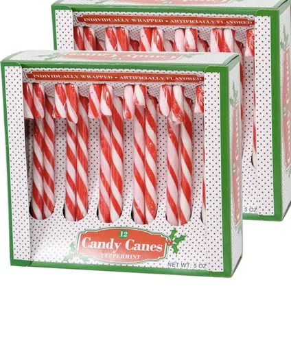 Candy Canes Set de regalo de menta (rojo y blanco) | 12 piezas por caja - paquete de 2 | Envueltas individualmente | Incluye etiquetas de regalo