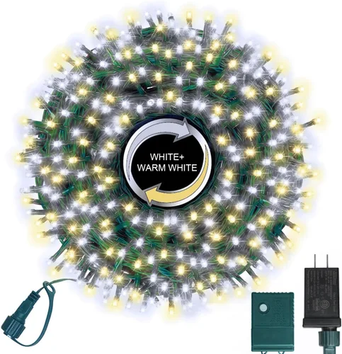 Miniatura 31 de LAMPHOME - Cadena de luces LED de 500 luces para exteriores, 46 pies, con 16 modos, luces impermeables verdes, rojas y rojas-verdes agrupadas