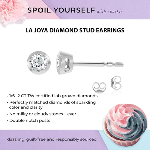 Miniatura 2 de La Joya Aretes de diamantes de 2 quilates cultivados en laboratorio para hombres y mujeres Aretes de oro blanco real de 14 quilates con diamantes