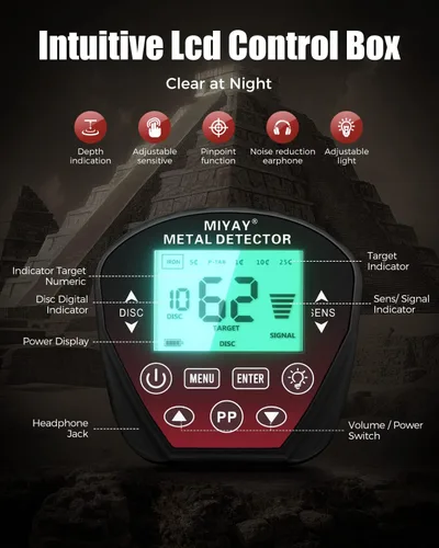 Miniatura 5 de Detector de metales profesional para adultos, detectores de metales de oro ligeros con pantalla LCD, localización precisa y discriminación y filtro